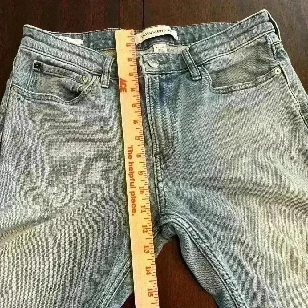Calvin Klein Womens Slim Boot Cut Jeans Size 32x 32 Sandblast Blue Denim Pockets